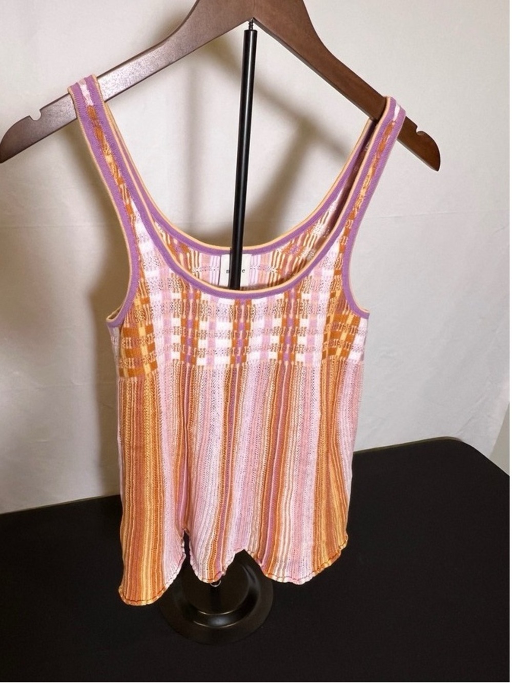 Striped Pink and Orange Knit Tank Top